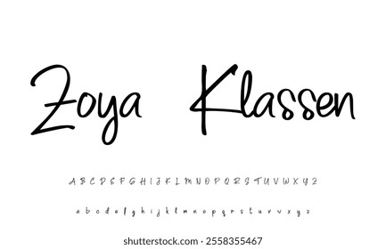 Hand drawn vector alphabet. Modern monoline signature script font. Elegant Signature Font. Best Alphabet Beautiful Calligraphy Signature Font lettering