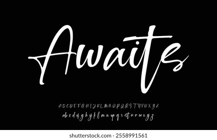 Hand drawn vector alphabet. Modern monoline signature script font. Elegant Signature Font. Best Alphabet Beautiful Calligraphy Signature Font