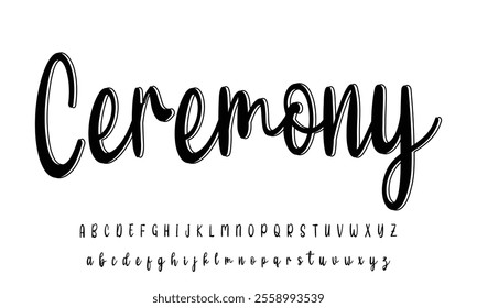 Hand drawn vector alphabet. Modern monoline signature script font. Elegant Signature Font. Best Alphabet Beautiful Calligraphy Signature Font lettering