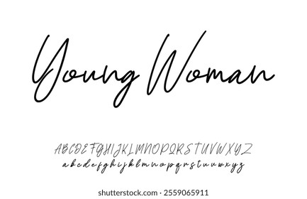 Hand drawn vector alphabet. Modern monoline signature script font. Elegant Signature Font. Best Alphabet Beautiful Calligraphy Signature Font lettering