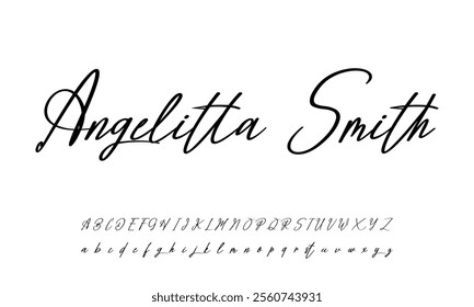 Hand drawn vector alphabet. Modern monoline signature script font. Elegant Signature Font. Best Alphabet Beautiful Calligraphy Signature Font