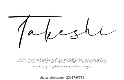 Hand drawn vector alphabet. Modern monoline signature script font. Elegant Signature Font. Best Alphabet Beautiful Calligraphy Signature Font