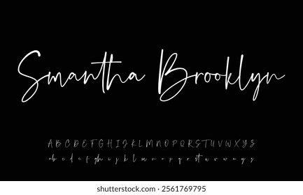 Hand drawn vector alphabet. Modern monoline signature script font. Elegant Signature Font. Best Alphabet Beautiful Calligraphy Signature Font