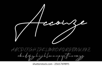 Hand drawn vector alphabet. Modern monoline signature script font. Elegant Signature Font. Best Alphabet Beautiful Calligraphy Signature Font