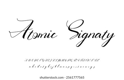 Hand drawn vector alphabet. Modern monoline signature script font. Elegant Signature Font. Best Alphabet Beautiful Calligraphy Signature Font lettering