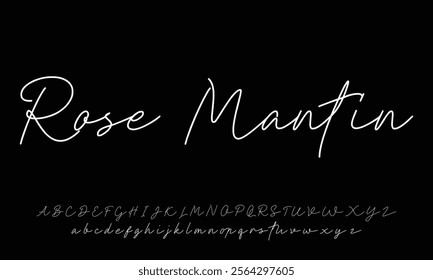 Hand drawn vector alphabet. Modern monoline signature script font. Elegant Signature Font. Best Alphabet Beautiful Calligraphy Signature Font