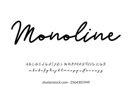 Hand drawn vector alphabet. Modern monoline signature script font. Elegant Signature Font. Best Alphabet Beautiful Calligraphy Signature Font