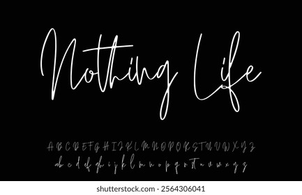 Hand drawn vector alphabet. Modern monoline signature script font. Elegant Signature Font. Best Alphabet Beautiful Calligraphy Signature Font