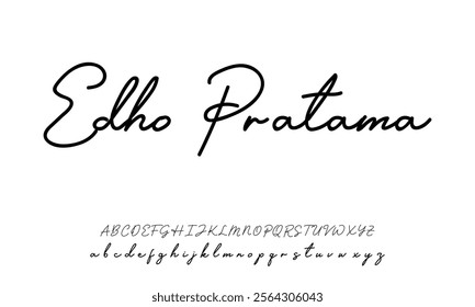 Hand drawn vector alphabet. Modern monoline signature script font. Elegant Signature Font. Best Alphabet Beautiful Calligraphy Signature Font