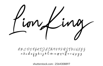 Hand drawn vector alphabet. Modern monoline signature script font. Elegant Signature Font. Best Alphabet Beautiful Calligraphy Signature Font