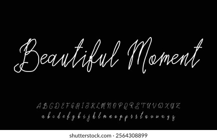 Hand drawn vector alphabet. Modern monoline signature script font. Elegant Signature Font. Best Alphabet Beautiful Calligraphy Signature Font