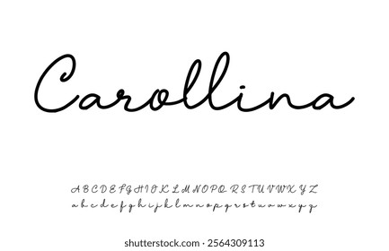 Hand drawn vector alphabet. Modern monoline signature script font. Elegant Signature Font. Best Alphabet Beautiful Calligraphy Signature Font lettering