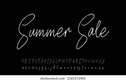 Hand drawn vector alphabet. Modern monoline signature script font. Elegant Signature Font. Best Alphabet Beautiful Calligraphy Signature Font