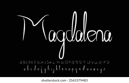 Hand drawn vector alphabet. Modern monoline signature script font. Elegant Signature Font. Best Alphabet Beautiful Calligraphy Signature Font