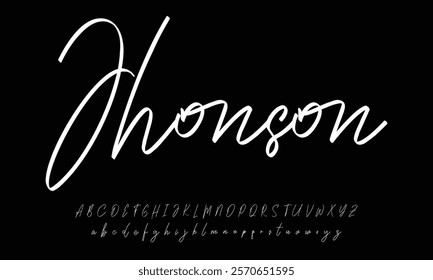 Hand drawn vector alphabet. Modern monoline signature script font. Elegant Signature Font. Best Alphabet Beautiful Calligraphy Signature Font lettering