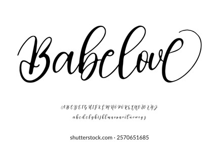 Hand drawn vector alphabet. Modern monoline signature script font. Elegant Signature Font. Best Alphabet Beautiful Calligraphy Signature Font