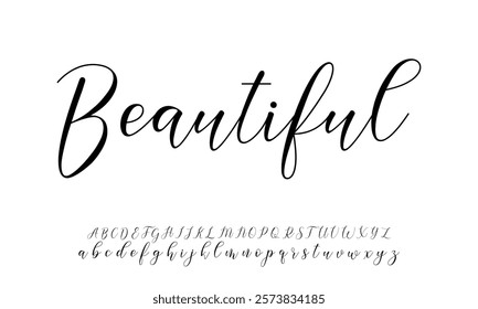 Hand drawn vector alphabet. Modern monoline signature script font. Elegant Signature Font. Best Alphabet Beautiful Calligraphy Signature Font 