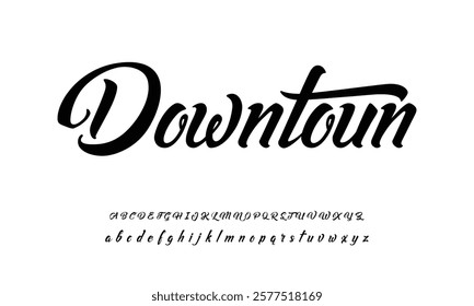 Hand drawn vector alphabet. Modern monoline signature script font. Elegant Signature Font. Best Alphabet Beautiful Calligraphy Signature 