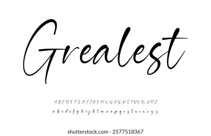 Hand drawn vector alphabet. Modern monoline signature script font. Elegant Signature Font. Best Alphabet Beautiful Calligraphy Signature Font lettering