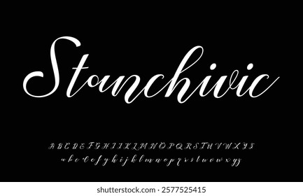 Hand drawn vector alphabet. Modern monoline signature script font. Elegant Signature Font. Best Alphabet Beautiful Calligraphy Signature Font