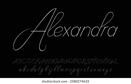 Hand drawn vector alphabet. Modern monoline signature script font. Elegant Signature Font. Best Alphabet Beautiful Calligraphy Signature Font lettering handwritten