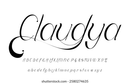Hand drawn vector alphabet. Modern monoline signature script font. Elegant Signature Font. Best Alphabet Beautiful Calligraphy Signature Font lettering handwritten