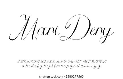 Hand drawn vector alphabet. Modern monoline signature script font