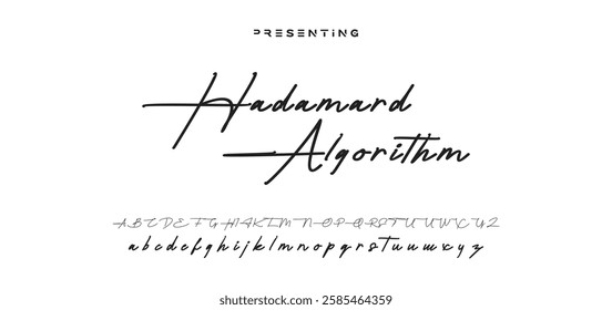 Hand drawn vector alphabet. Modern monoline signature script font. Elegant Signature Font. Best Alphabet Beautiful Calligraphy Signature Font lettering