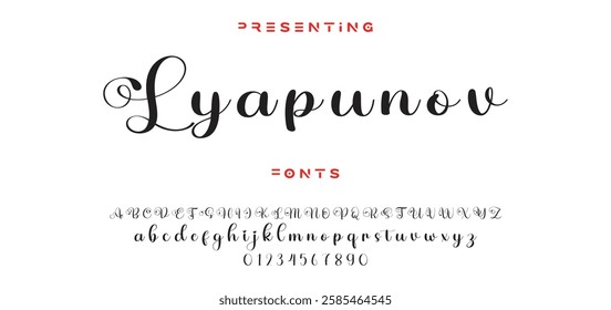 Hand drawn vector alphabet. Modern monoline signature script font. Elegant Signature Font. Best Alphabet Beautiful Calligraphy Signature Font lettering