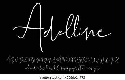 Hand drawn vector alphabet. Modern monoline signature script font. Elegant Signature Font. Best Alphabet Beautiful Calligraphy Signature Font 