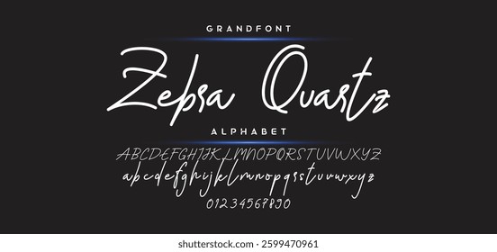 Hand drawn vector alphabet. Modern monoline signature script font. Elegant Signature Font. Best Alphabet Beautiful Calligraphy Signature Font