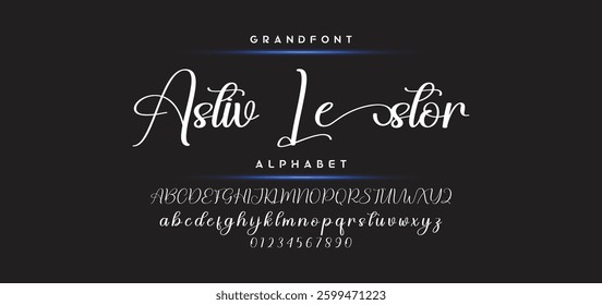 Hand drawn vector alphabet. Modern monoline signature script font. Elegant Signature Font. Best Alphabet Beautiful Calligraphy Signature Font