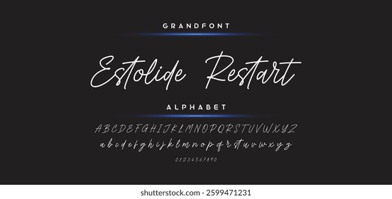 Hand drawn vector alphabet. Modern monoline signature script font. Elegant Signature Font. Best Alphabet Beautiful Calligraphy Signature Font