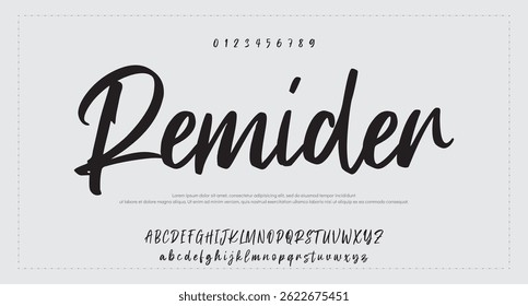 Alfabeto vetorial desenhado à mão. Fonte moderna de script de assinatura monocromática. Fonte de assinatura elegante. Melhor Alfabeto Bela Caligrafia Assinatura Fonte