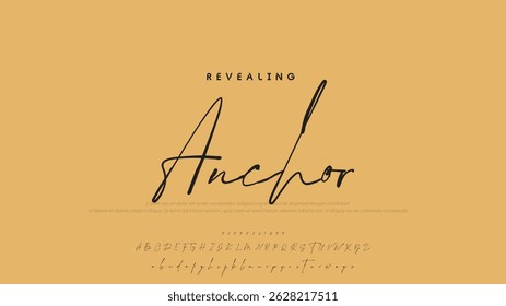 Alfabeto vetorial desenhado à mão. Fonte moderna de script de assinatura monocromática. Fonte de assinatura elegante. Melhor Alfabeto Bela Caligrafia Assinatura Fonte