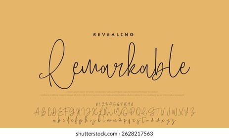 Handgezeichnetes Vektoralphabet. Moderne Schriftart für Monoline-Signaturen. Elegante Signatur. Bestes Alphabet Schöne Kalligrafie Signatur Schriftart