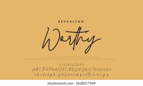 Hand drawn vector alphabet. Modern monoline signature script font. Elegant Signature Font. Best Alphabet Beautiful Calligraphy Signature Font