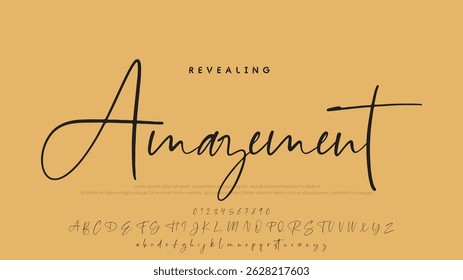 Alfabeto vetorial desenhado à mão. Fonte moderna de script de assinatura monocromática. Fonte de assinatura elegante. Melhor Alfabeto Bela Caligrafia Assinatura Fonte