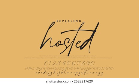 Hand drawn vector alphabet. Modern monoline signature script font. Elegant Signature Font. Best Alphabet Beautiful Calligraphy Signature Font