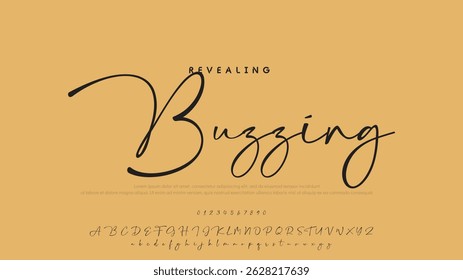 Hand drawn vector alphabet. Modern monoline signature script font. Elegant Signature Font. Best Alphabet Beautiful Calligraphy Signature Font