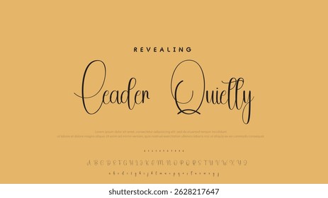 Hand drawn vector alphabet. Modern monoline signature script font. Elegant Signature Font. Best Alphabet Beautiful Calligraphy Signature Font