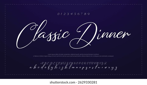 Alfabeto vetorial desenhado à mão. Fonte moderna de script de assinatura monocromática. Fonte de assinatura elegante. Melhor Alfabeto Bela Caligrafia Assinatura Fonte 