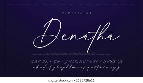 Alfabeto vetorial desenhado à mão. Fonte moderna de script de assinatura monocromática. Fonte de assinatura elegante. Melhor Alfabeto Bela Caligrafia Assinatura Fonte letras manuscrito