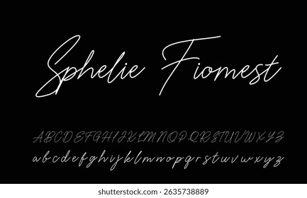 Hand drawn vector alphabet. Modern monoline signature script font. Elegant Signature Font. Best Alphabet Beautiful Calligraphy Signature Font