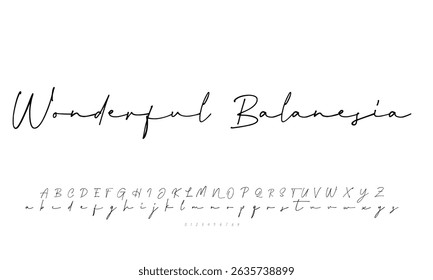Alfabeto vetorial desenhado à mão. Fonte moderna de script de assinatura monocromática. Fonte de assinatura elegante. Melhor Alfabeto Bela Caligrafia Assinatura Fonte