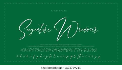 Hand drawn vector alphabet. Modern monoline signature script font. Elegant Signature Font. Best Alphabet Beautiful Calligraphy Signature Font lettering handwritten