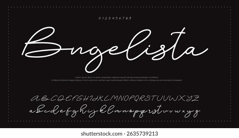 Alfabeto de Vector dibujado a mano. Fuente de script de firma monoline moderna. Elegante fuente de firma. Mejor Alfabeto Hermosa Caligrafía Firma Letra de fuente escrita a mano