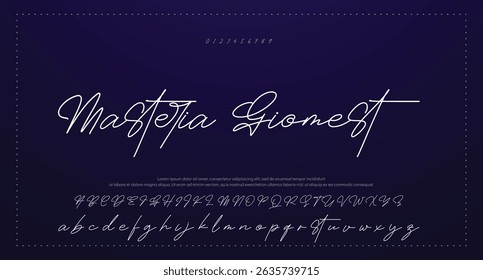 Alfabeto de Vector dibujado a mano. Fuente de script de firma monoline moderna. Elegante fuente de firma. La mejor fuente de firma de caligrafía hermosa del alfabeto