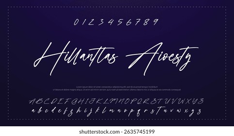 Hand drawn vector alphabet. Modern monoline signature script font. Elegant Signature Font. Best Alphabet Beautiful Calligraphy Signature Font 
