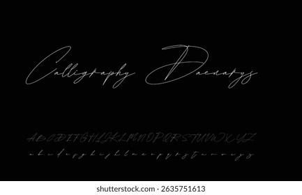 Hand drawn vector alphabet. Modern monoline signature script font. Elegant Signature Font. Best Alphabet Beautiful Calligraphy Signature Font